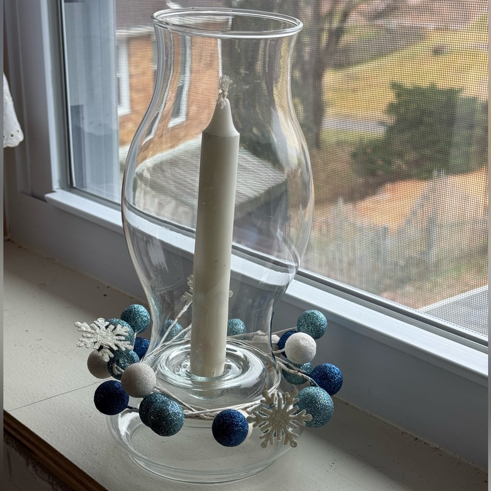 Two piece Clear Glass Hurricane Candle Holder